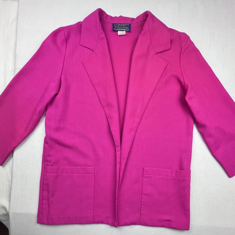 Willow Ridge Magenta Pink Open Front Blazer Vintage Made in USA Petite 8P 31053